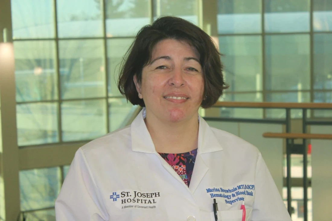 A member of the St. Joseph Hospital laboratory team